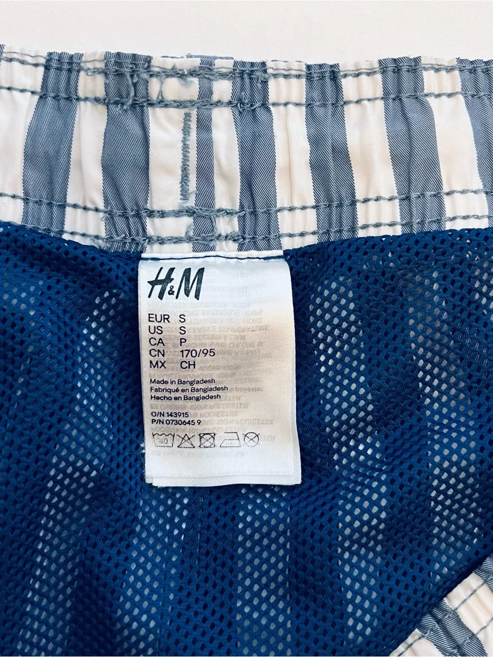 H&M Navy and White Vertical Stripe Athletic Shorts
